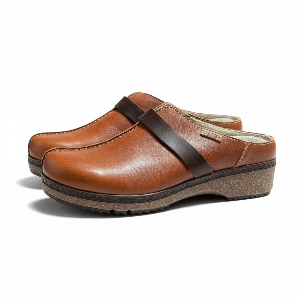 Pikolinos Women’s Granada Leather Clogs Brandy 38 US 7.5-8 Comfort Walking Brown - Picture 16 of 16